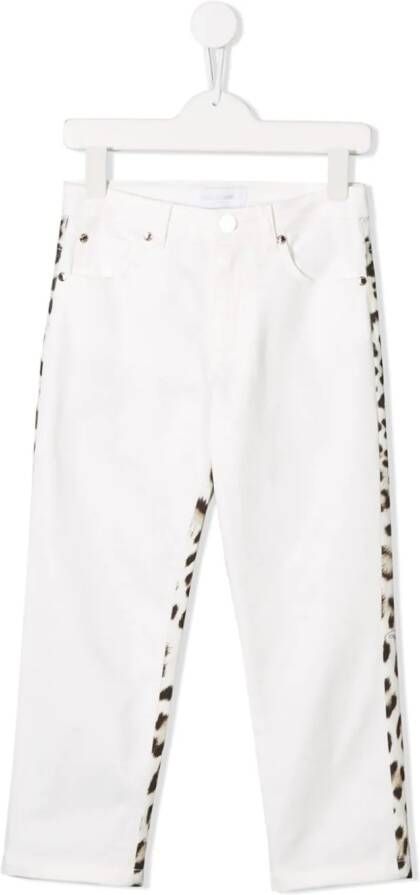 Roberto Cavalli Junior jeans met wit luipaarddessin