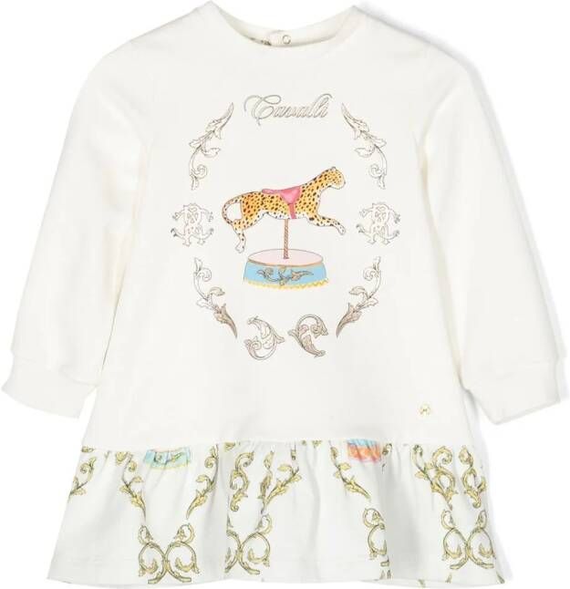 Roberto Cavalli Junior Jurk met barokpatroon Wit