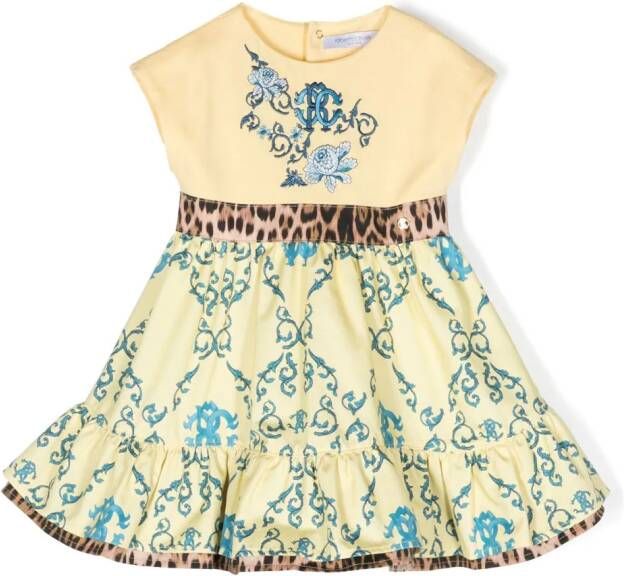 Roberto Cavalli Junior Jurk met barokprint Geel