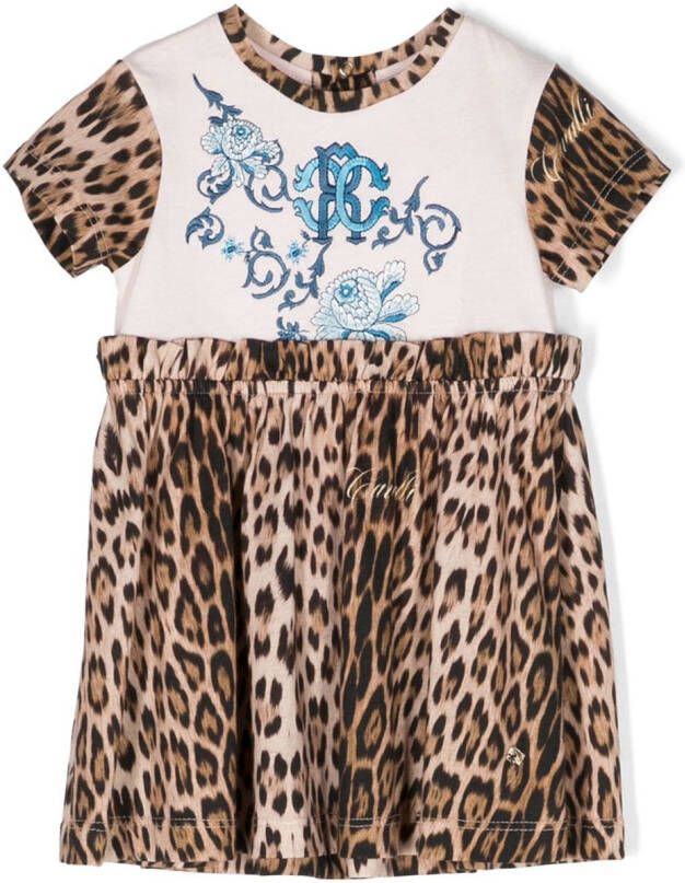 Roberto Cavalli Junior Jurk met dierenprint Beige
