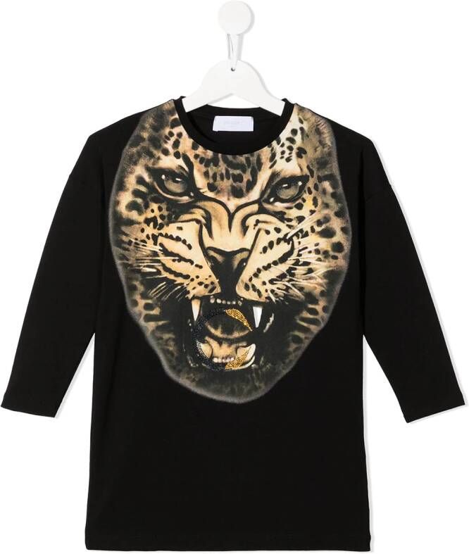 Roberto Cavalli Junior Jurk met dierenprint Zwart