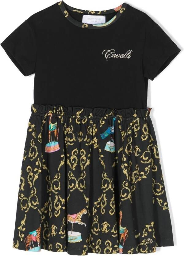 Roberto Cavalli Junior Jurk met print Zwart