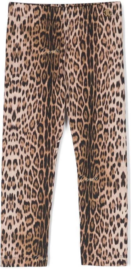 Roberto Cavalli Junior Legging met dierenprint Beige