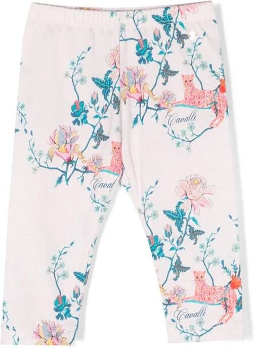 Roberto Cavalli Junior Legging met grafische print Wit