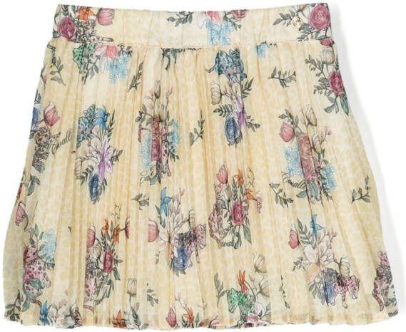 Roberto Cavalli Junior Plooirok met bloe print Geel