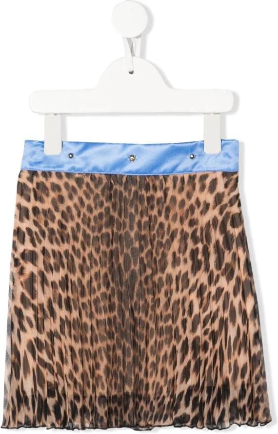 Roberto Cavalli Junior Plooirok met luipaardprint Bruin