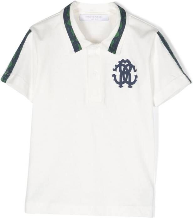 Roberto Cavalli Junior Poloshirt met monogramprint Wit