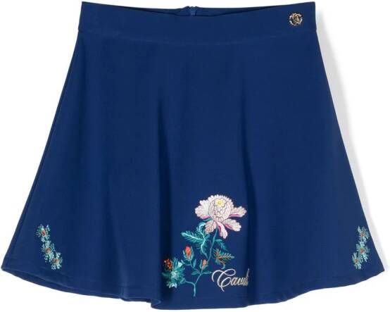 Roberto Cavalli Junior Rok met geborduurde bloe Blauw
