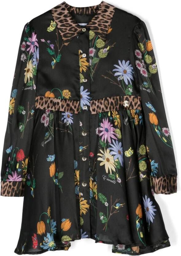 Roberto Cavalli Junior Shirtjurk met bloe print Zwart
