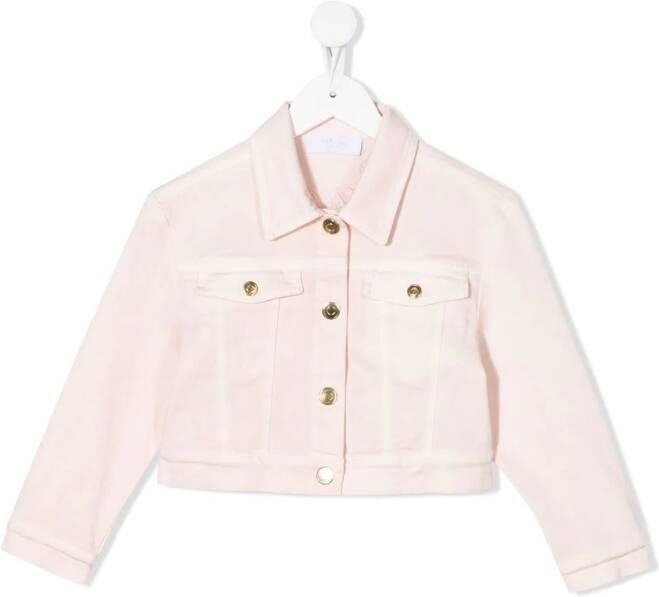 Roberto Cavalli Junior Spijkerjack met geborduurd logo Blauw