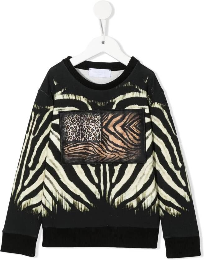 Roberto Cavalli Junior Sweater met dierenprint Zwart