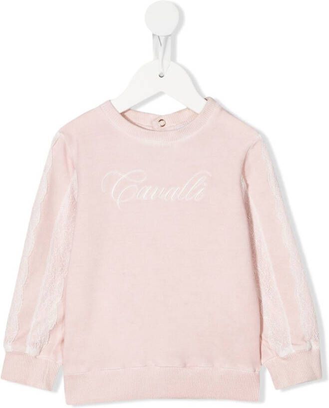 Roberto Cavalli Junior Sweater met geborduurd logo Roze