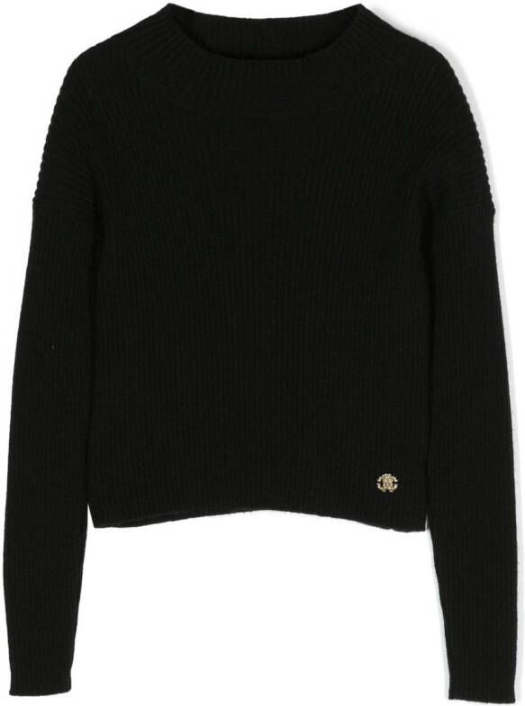 Roberto Cavalli Junior Sweater met logoplakkaat Zwart