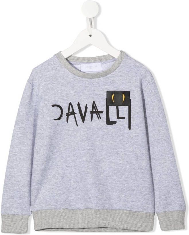 Roberto Cavalli Junior Sweater met logoprint Grijs