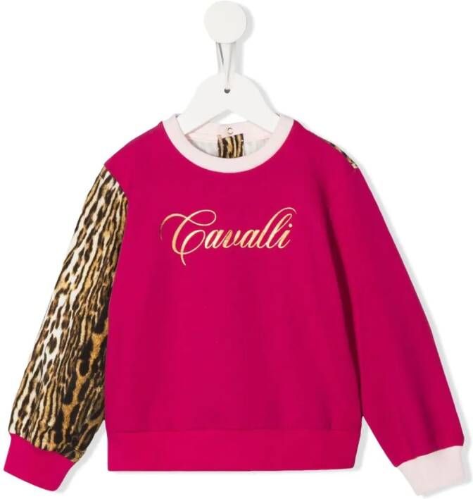 Roberto Cavalli Junior Sweater met logoprint Roze