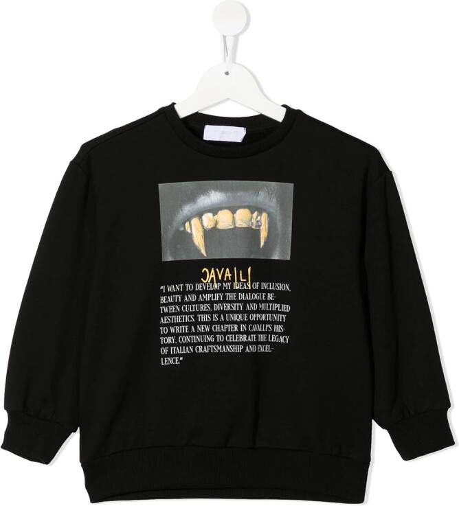 Roberto Cavalli Junior Sweater met logoprint Zwart