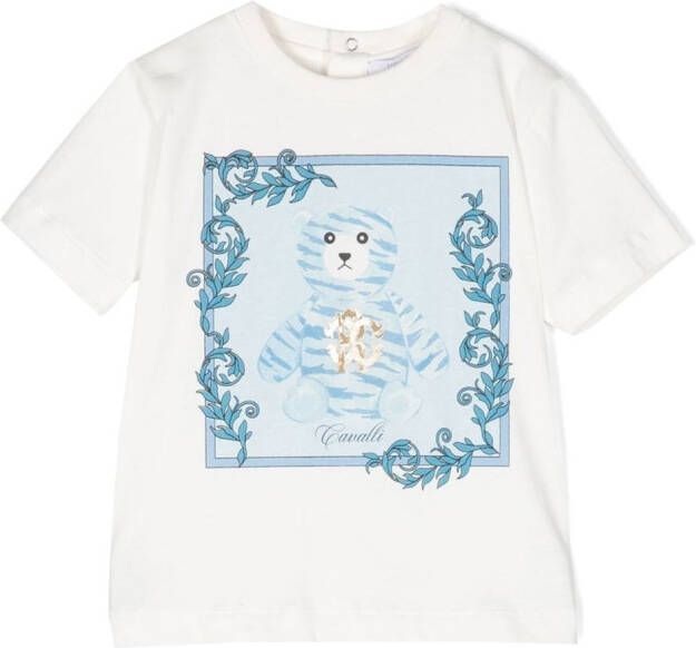 Roberto Cavalli Junior T-shirt met beerprint Wit
