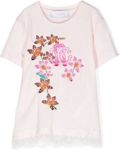 Roberto Cavalli Junior T-shirt met bloe print Roze