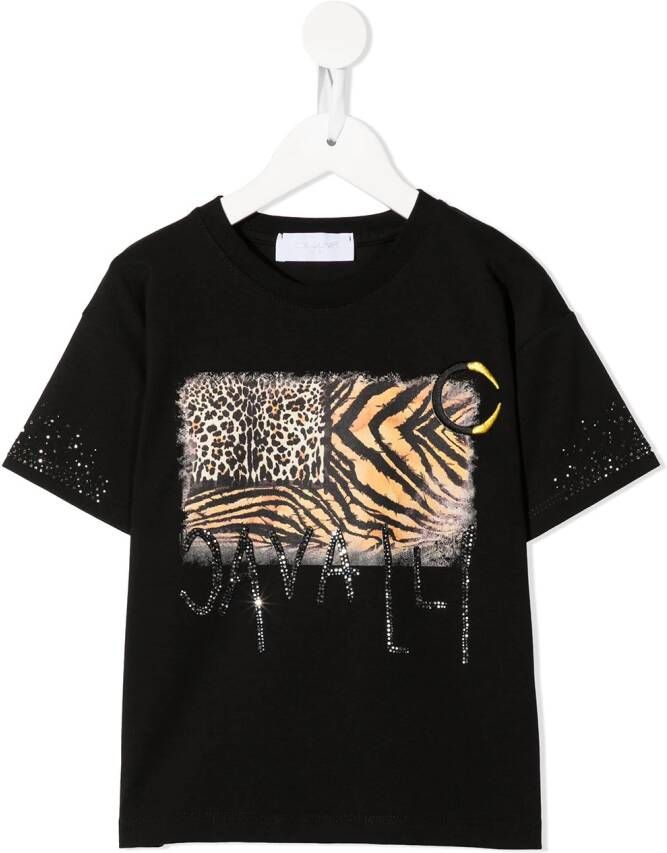 Roberto Cavalli Junior T-shirt met dierenprint Zwart