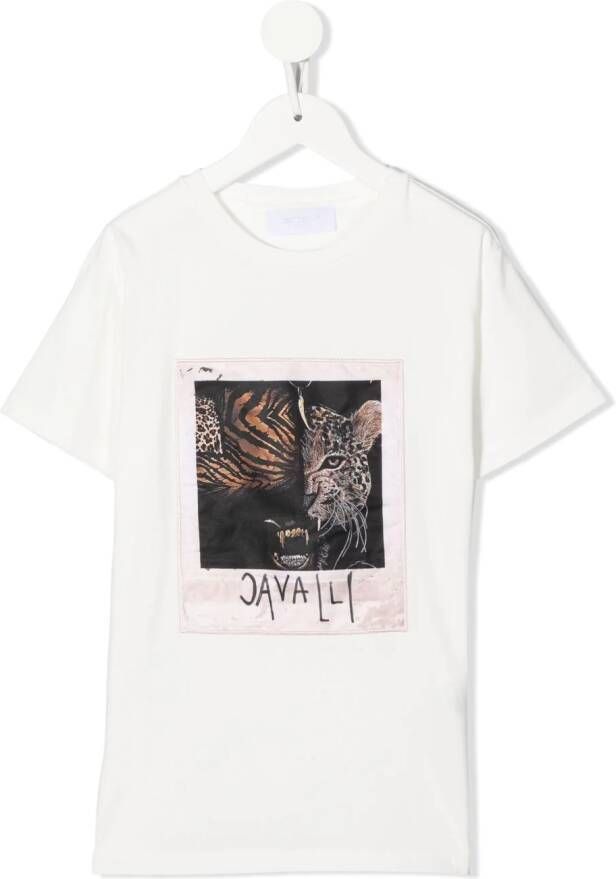 Roberto Cavalli Junior T-shirt met grafische print Wit