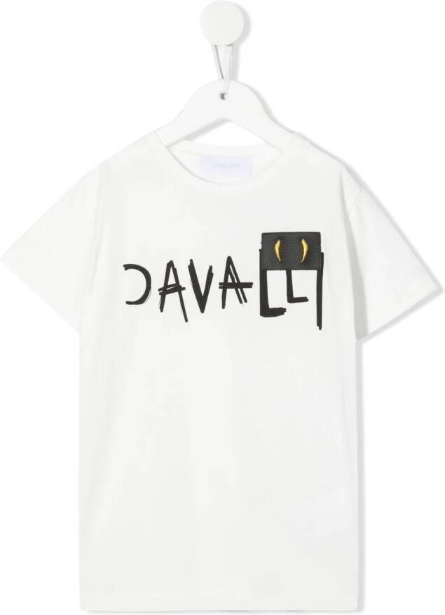 Roberto Cavalli Junior T-shirt met logoprint Wit