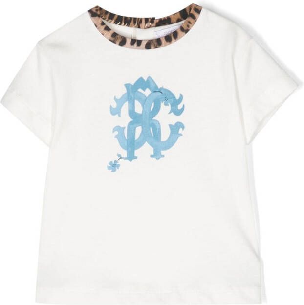 Roberto Cavalli Junior T-shirt met monogramprint Wit