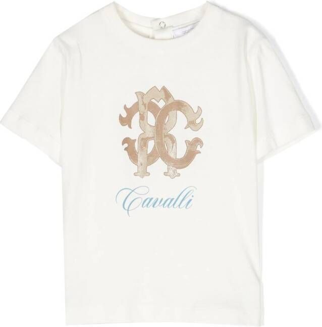 Roberto Cavalli Junior T-shirt met monogramprint Wit