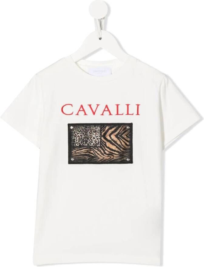 Roberto Cavalli Junior T-shirt met patch Wit