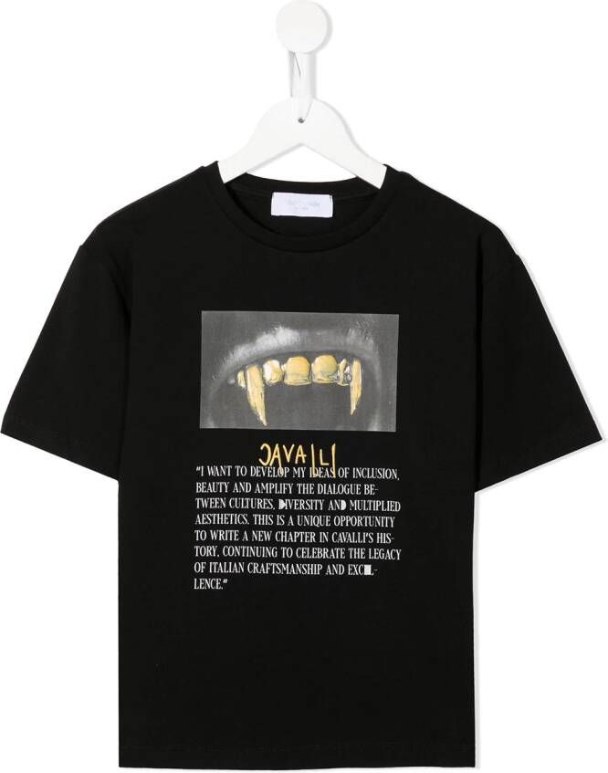 Roberto Cavalli Junior T-shirt met print Zwart