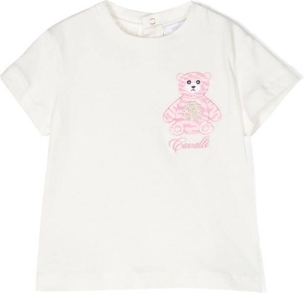 Roberto Cavalli Junior T-shirt met teddybeerprint Wit