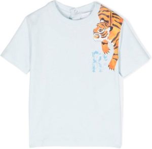 Roberto Cavalli Junior T-shirt met tijgerprint Blauw