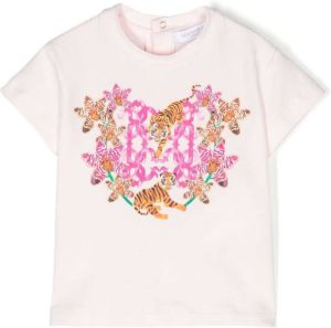 Roberto Cavalli Junior T-shirt met tijgerprint Roze