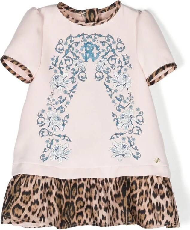 Roberto Cavalli Junior T-shirtjurk met luipaardprint Roze
