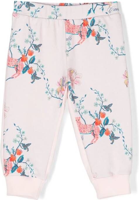 Roberto Cavalli Junior Trainingsbroek met bloe print Roze