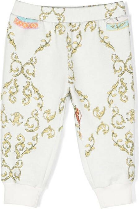 Roberto Cavalli Junior Trainingsbroek met kettingprint Wit