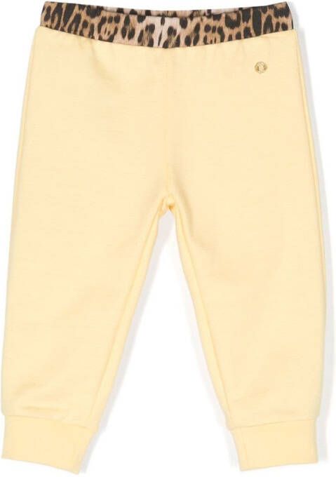 Roberto Cavalli Junior Trainingsbroek met monogram patch Geel