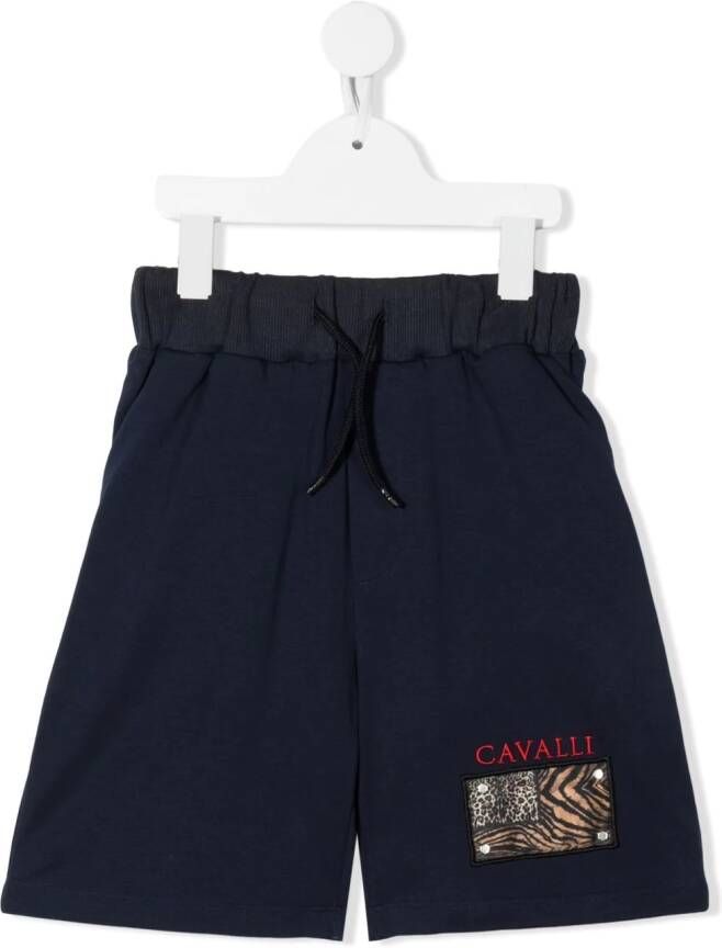 Roberto Cavalli Junior Trainingsshorts met logopatch Blauw