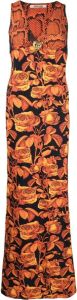Roberto Cavalli Jurk met bloemenprint Oranje
