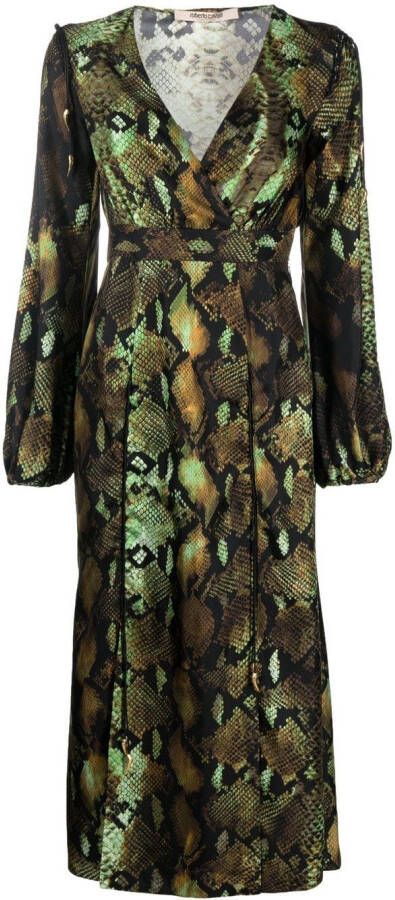 Roberto Cavalli Jurk met slangenprint Beige