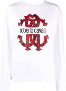 Roberto Cavalli Sweater met logoprint Wit