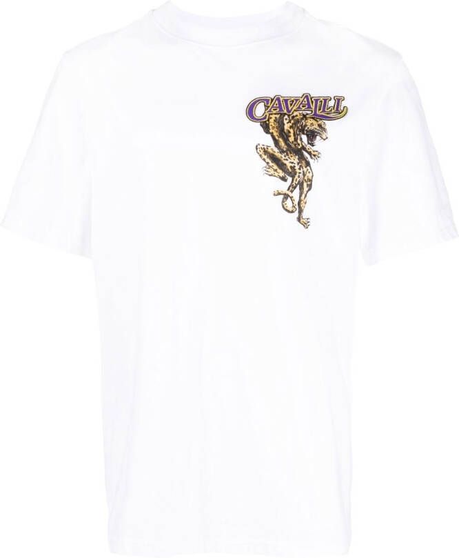 Roberto Cavalli T-shirt met logoprint Wit