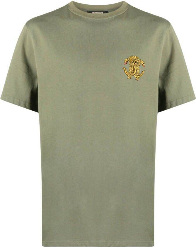 Roberto Cavalli T-shirt met logoprint Groen