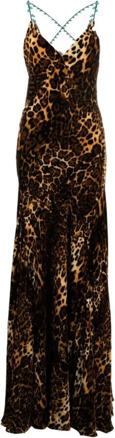 Roberto Cavalli Maxi-jurk met luipaardprint Beige