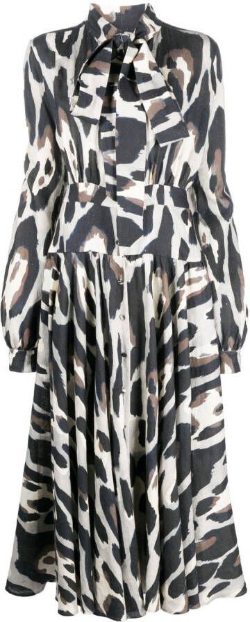 Roberto Cavalli Midi-jurk met dierenprint Beige