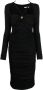 Roberto Cavalli Midi-jurk met plakkaat Zwart - Thumbnail 1