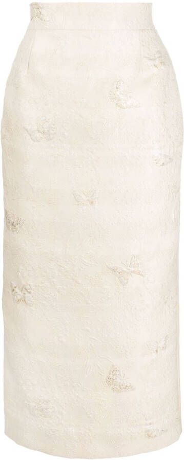 Roberto Cavalli Midi-kokerrok met jacquard Beige