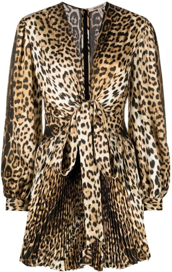 Roberto Cavalli Mini-jurk met luipaardprint Oranje