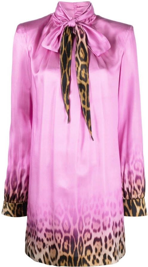 Roberto Cavalli Mini-jurk met luipaardprint Roze