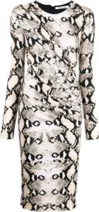 Roberto Cavalli Mini-jurk met slangenprint Beige