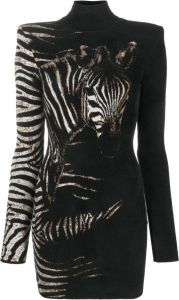 Roberto Cavalli Mini-jurk met zebraprint Zwart
